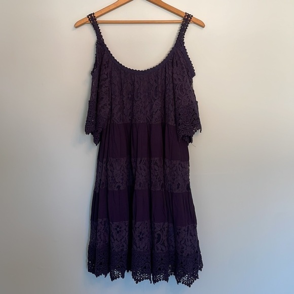 Muche Et Muchette Nilsen Cold Shoulder Lace Crochet Dress Navy One Size - Picture 3 of 7